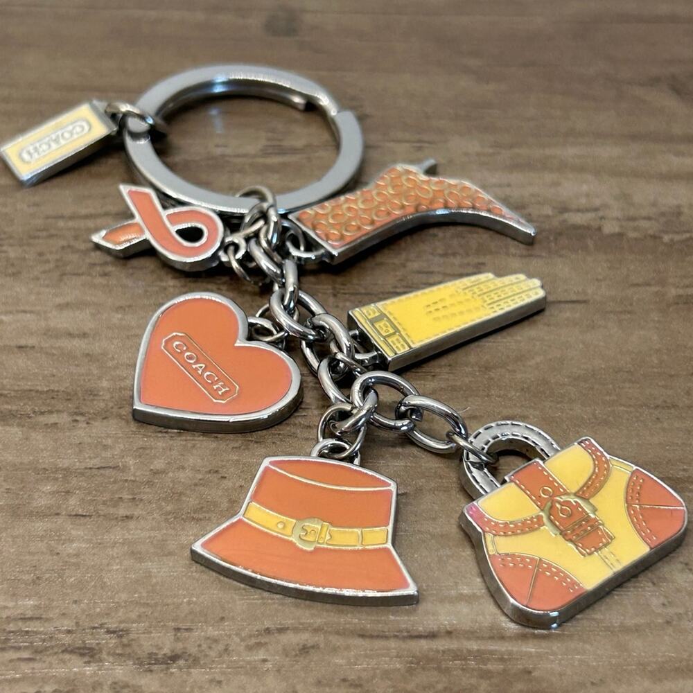 Coach Purse Hat Shoe Ribbon Charms Key Ring Key Fob - Picture 2 of 4